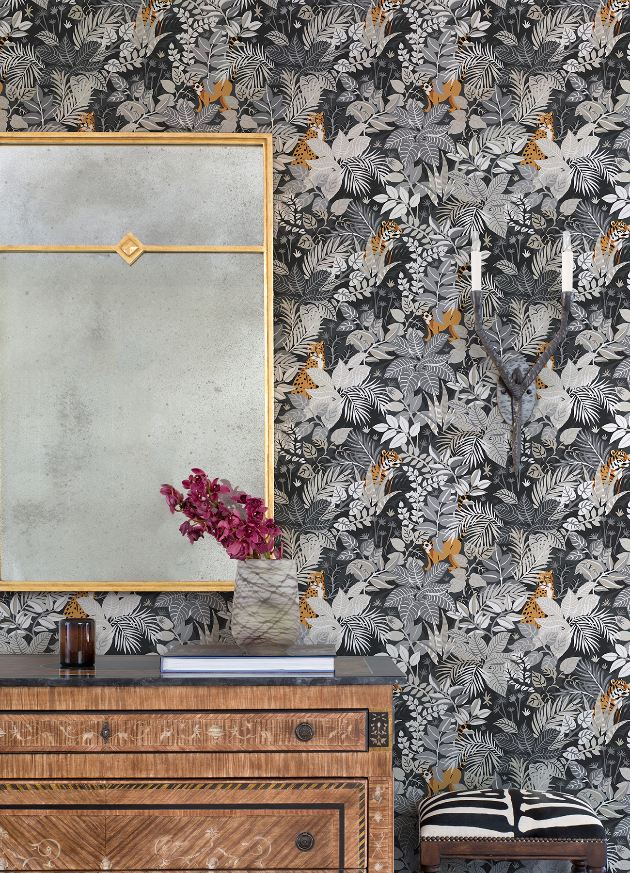Charcoal Tropical Oasis Peel & Stick Wallpaper