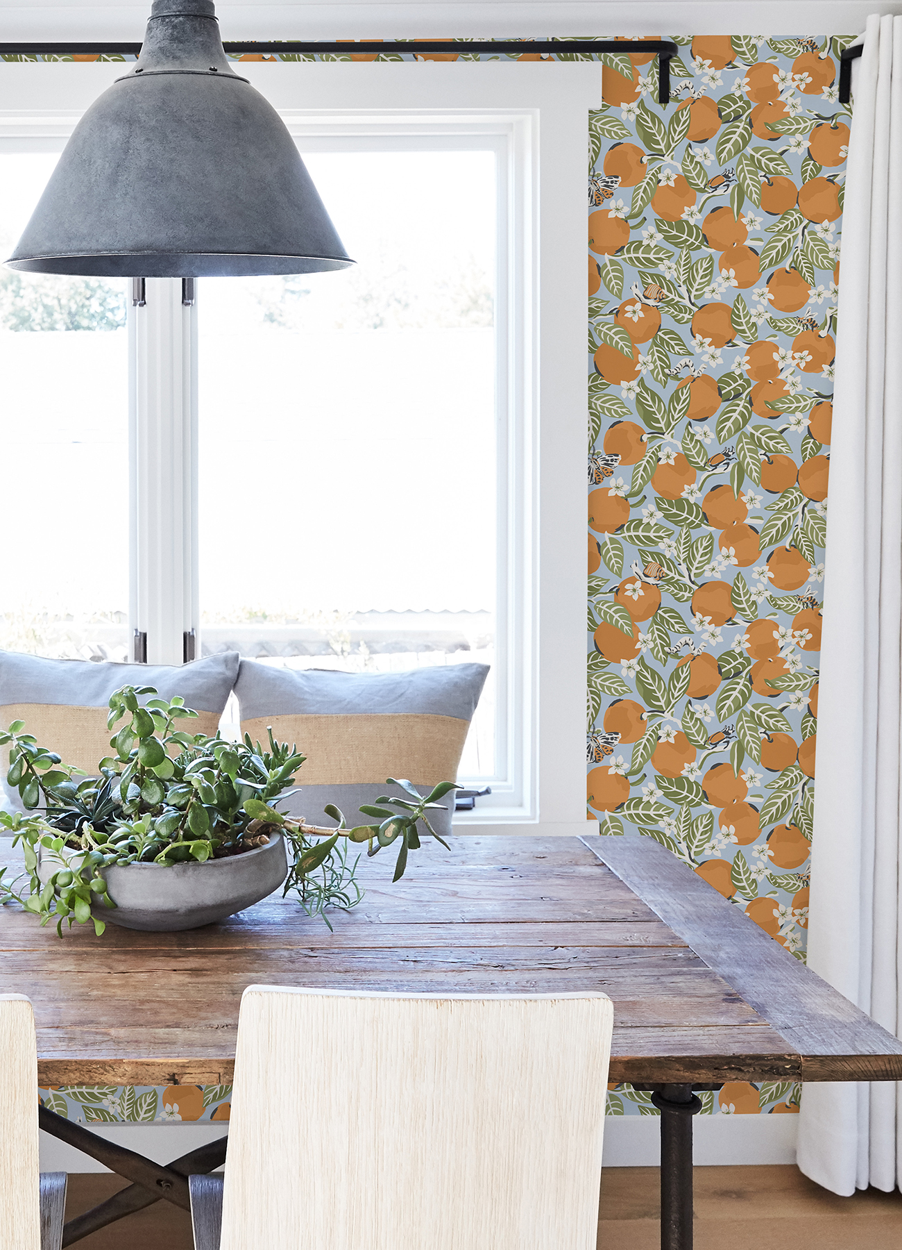 Sky Blue Orange Grove Peel & Stick Wallpaper