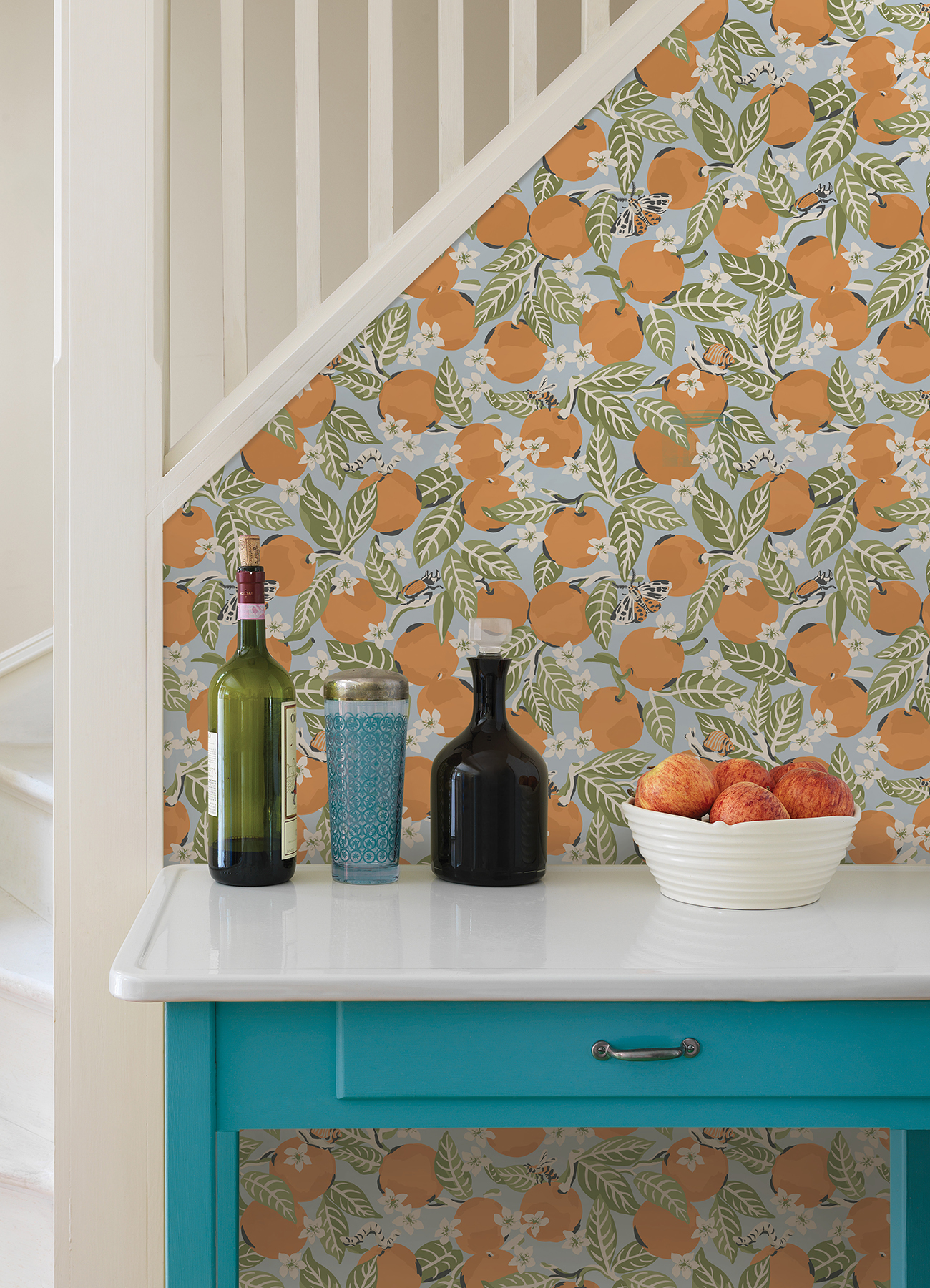 Sky Blue Orange Grove Peel & Stick Wallpaper