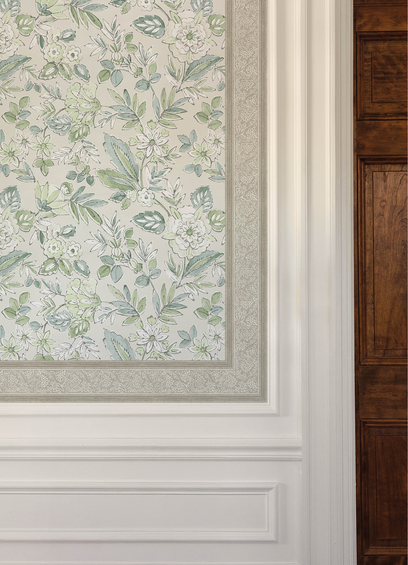 Carved Floral Taupe Trim Wall Border