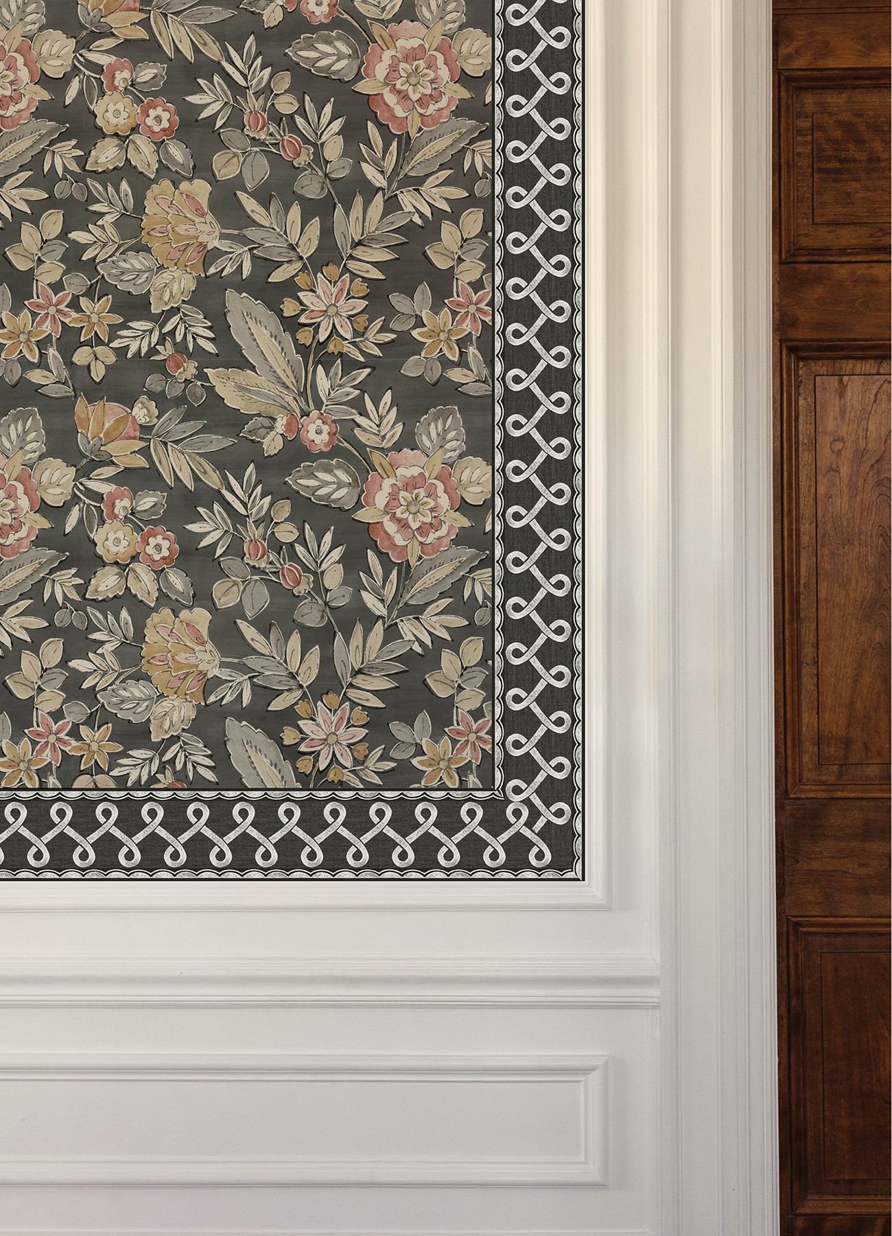 Scalloped Ribbon Black Trim Wall Border