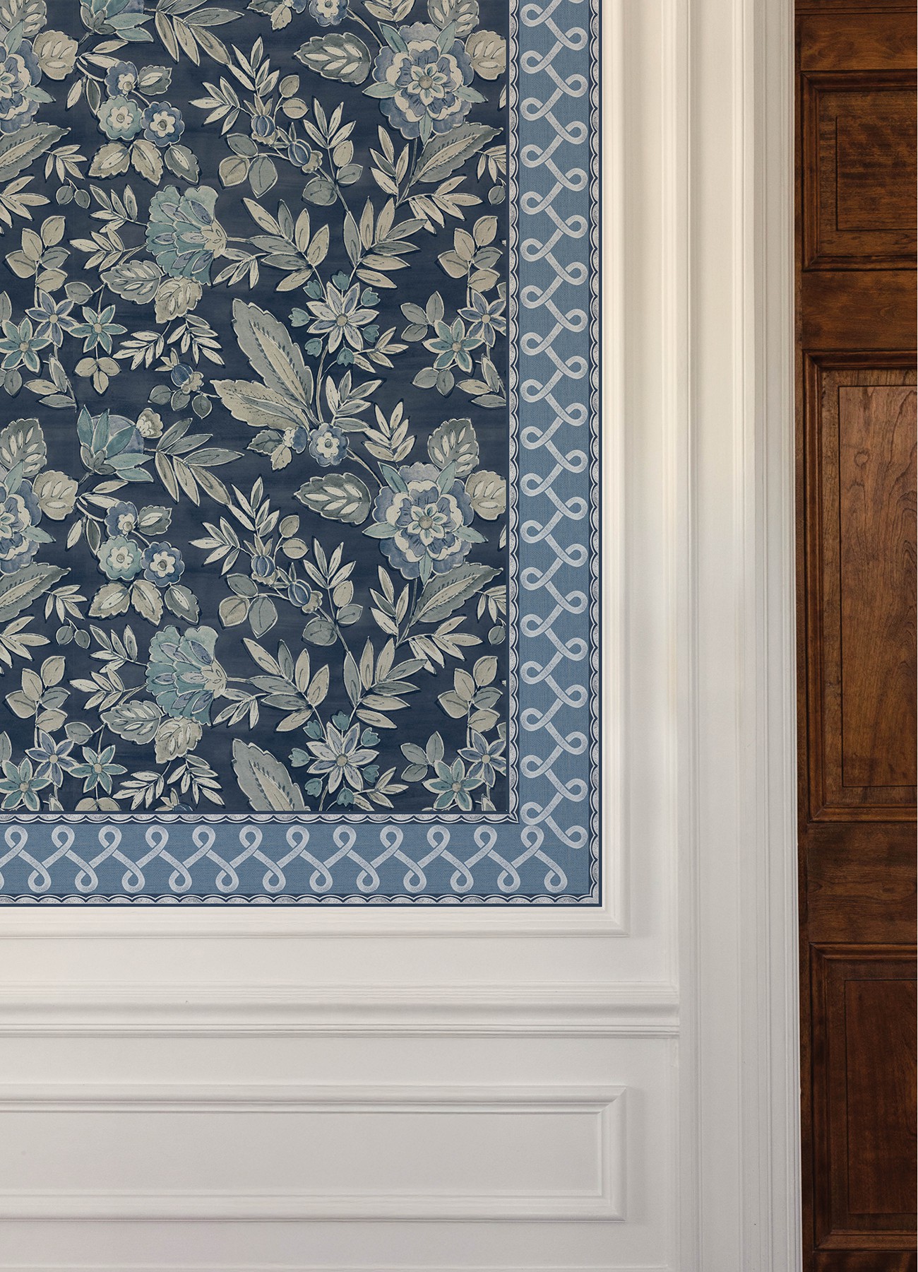 Scalloped Ribbon Blue Trim Wall Border