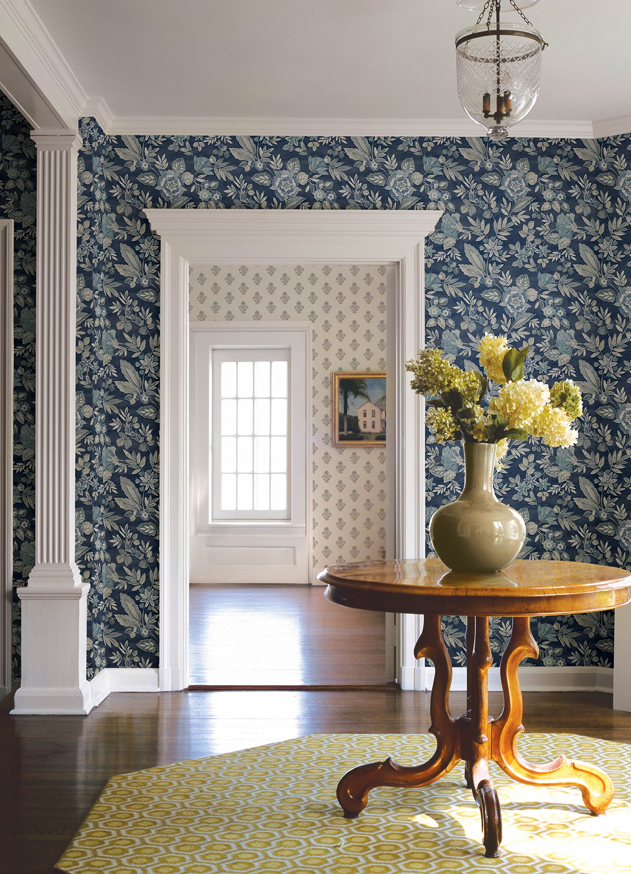 Begonia Indigo Floral Trail Wallpaper