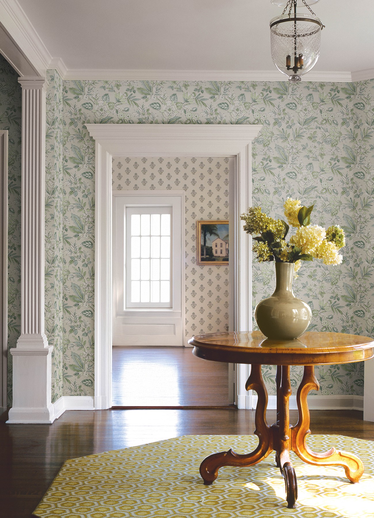 Begonia Sea Green Floral Trail Wallpaper