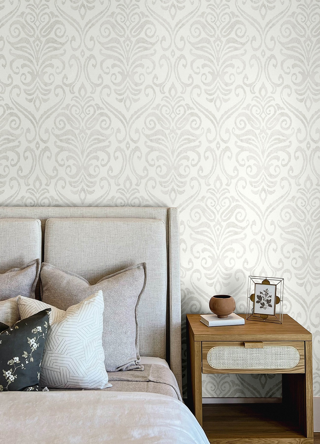 Adavu Dove Damask Wallpaper