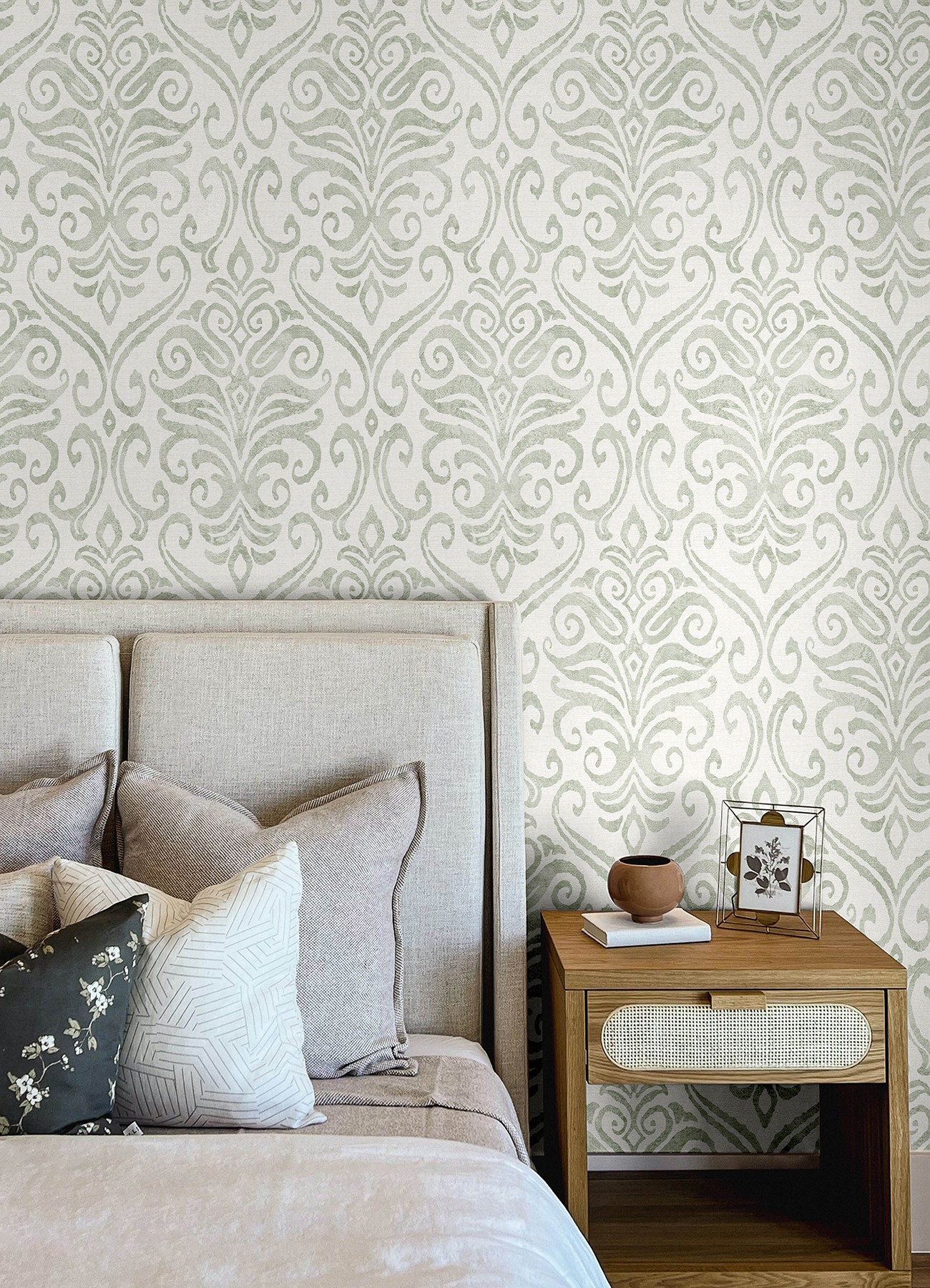Adavu Sage Damask Wallpaper