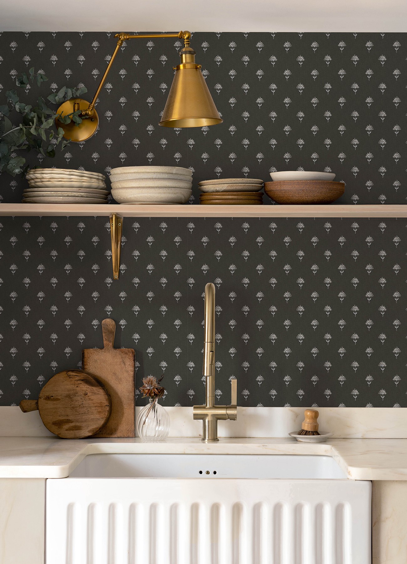 Surdiva Black Floral Fan Wallpaper