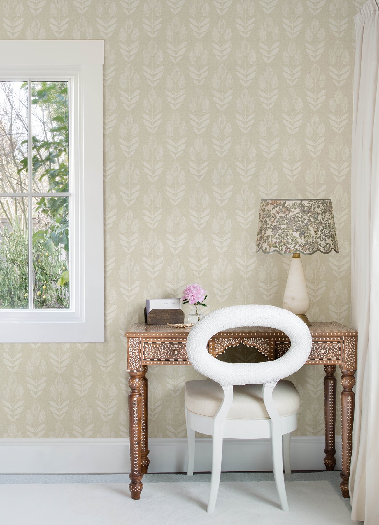 Garland Khaki Block Tulip Wallpaper