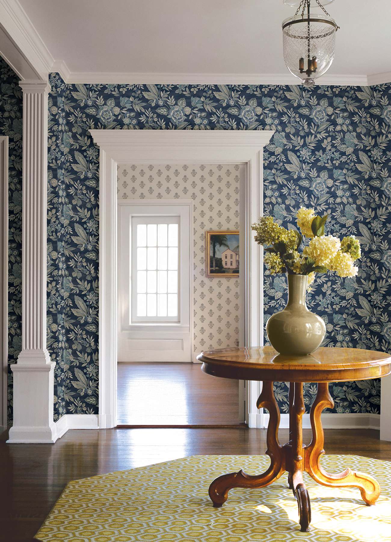 Begonia Indigo Floral Trail Wallpaper