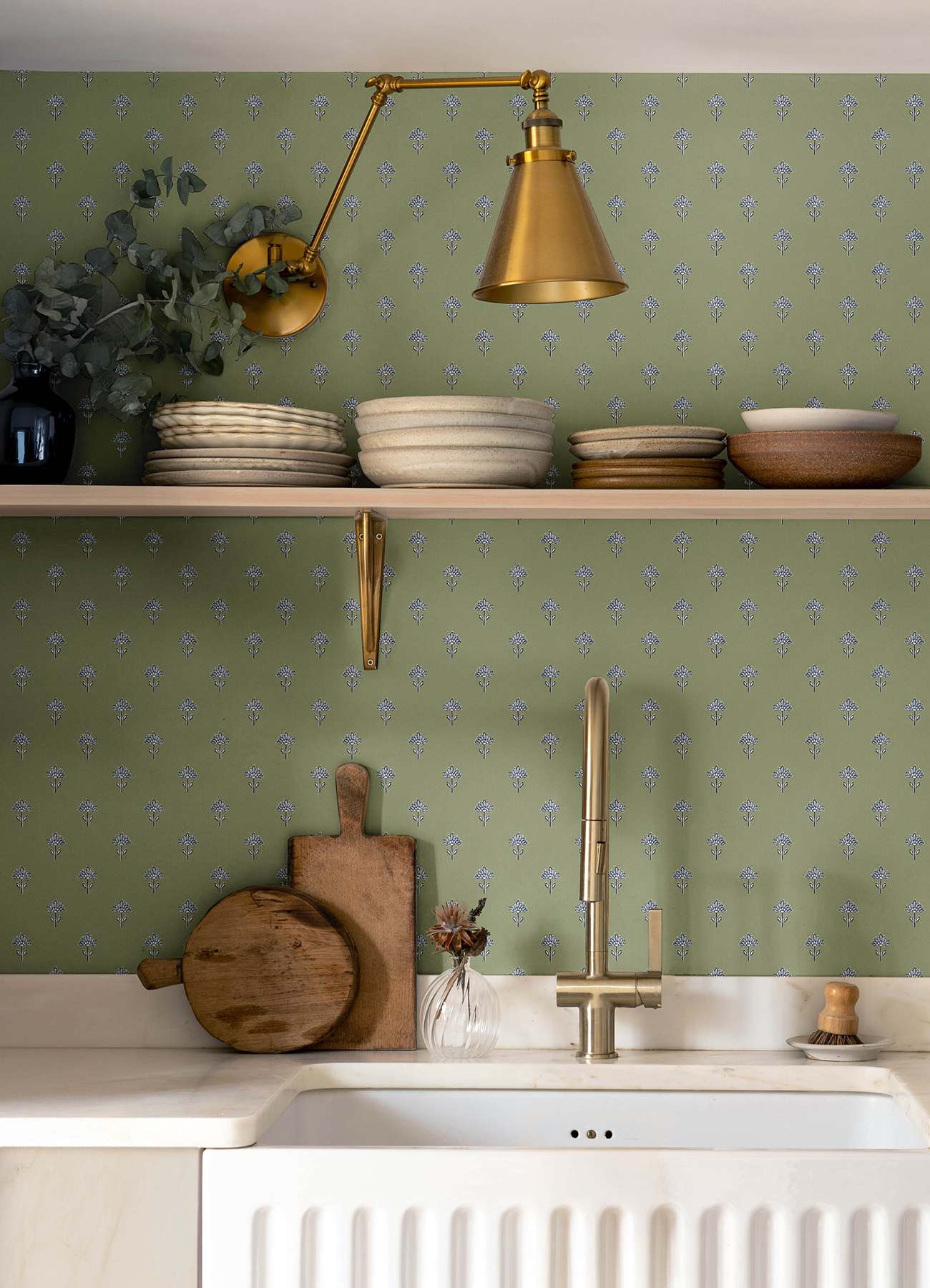 Surdiva Green Floral Fan Wallpaper