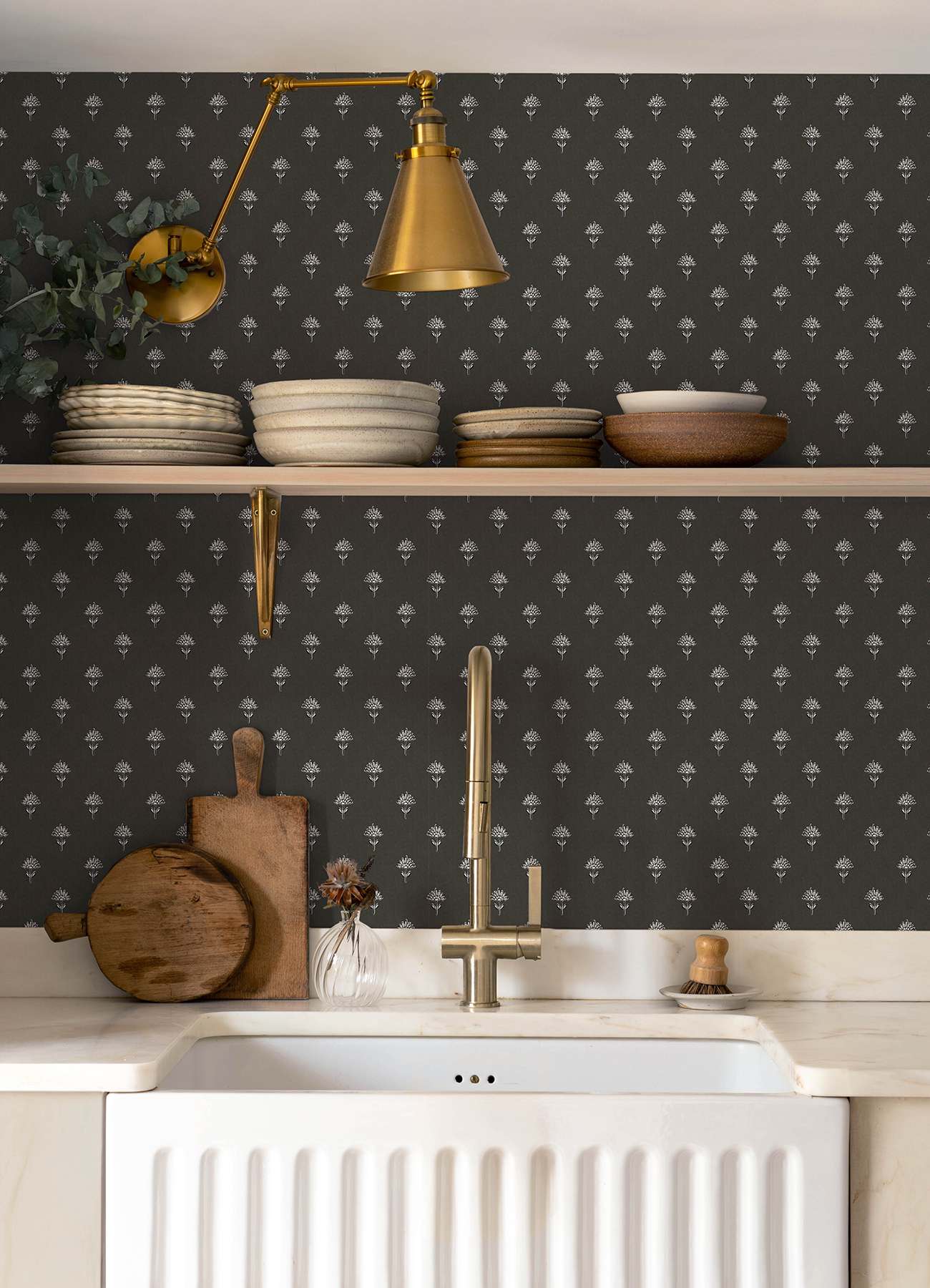 Surdiva Black Floral Fan Wallpaper