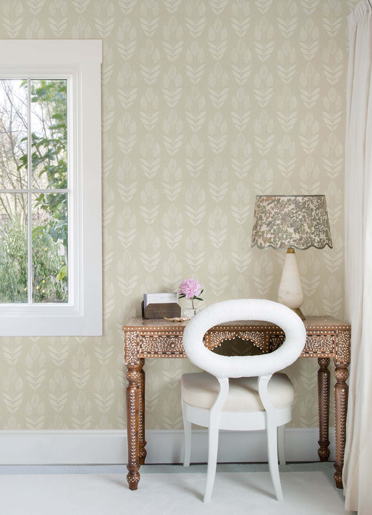 Garland Khaki Block Tulip Wallpaper