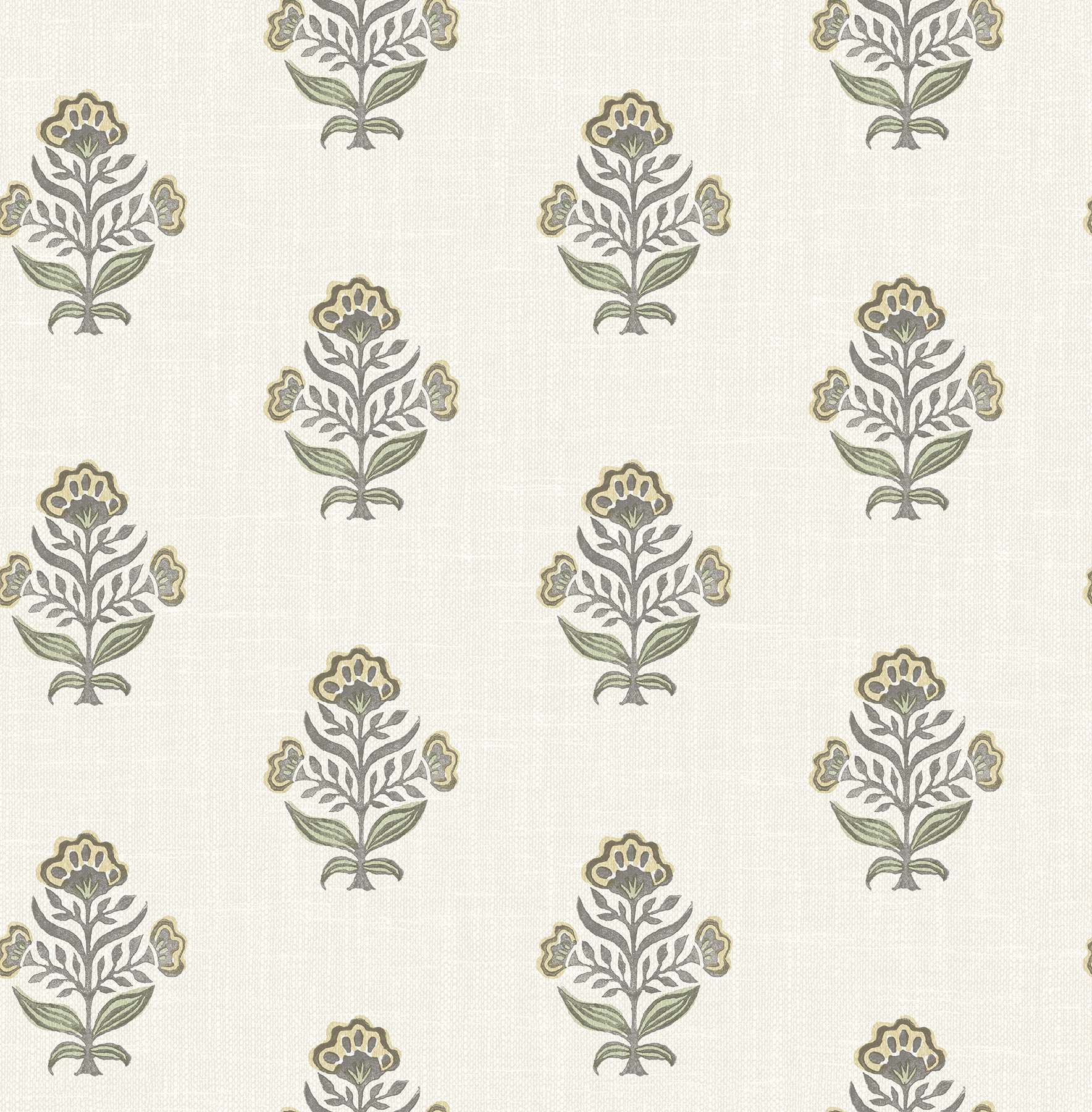 Hollyhock Honey Floral Crest Wallpaper