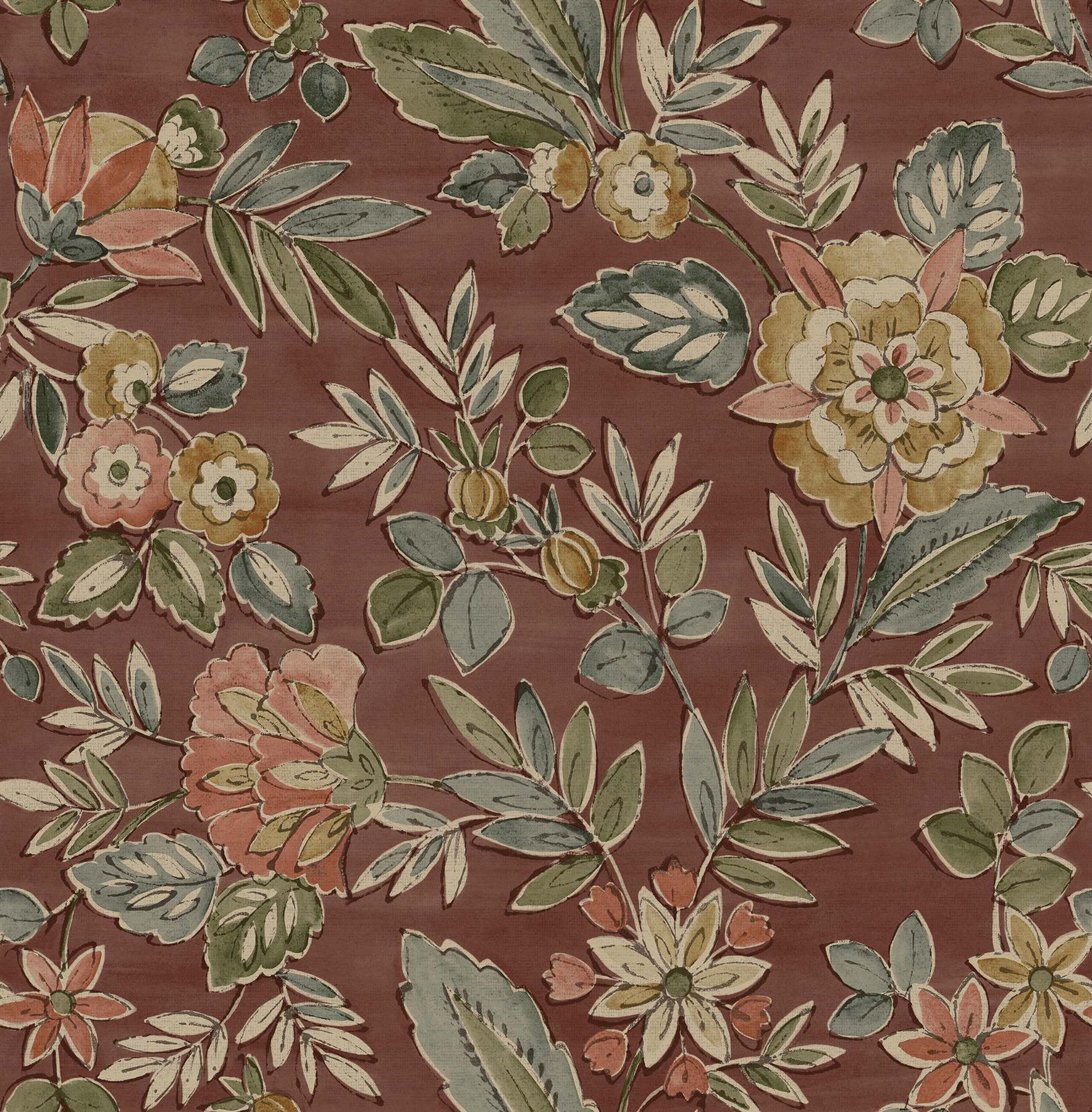 Begonia Red Floral Trail Wallpaper
