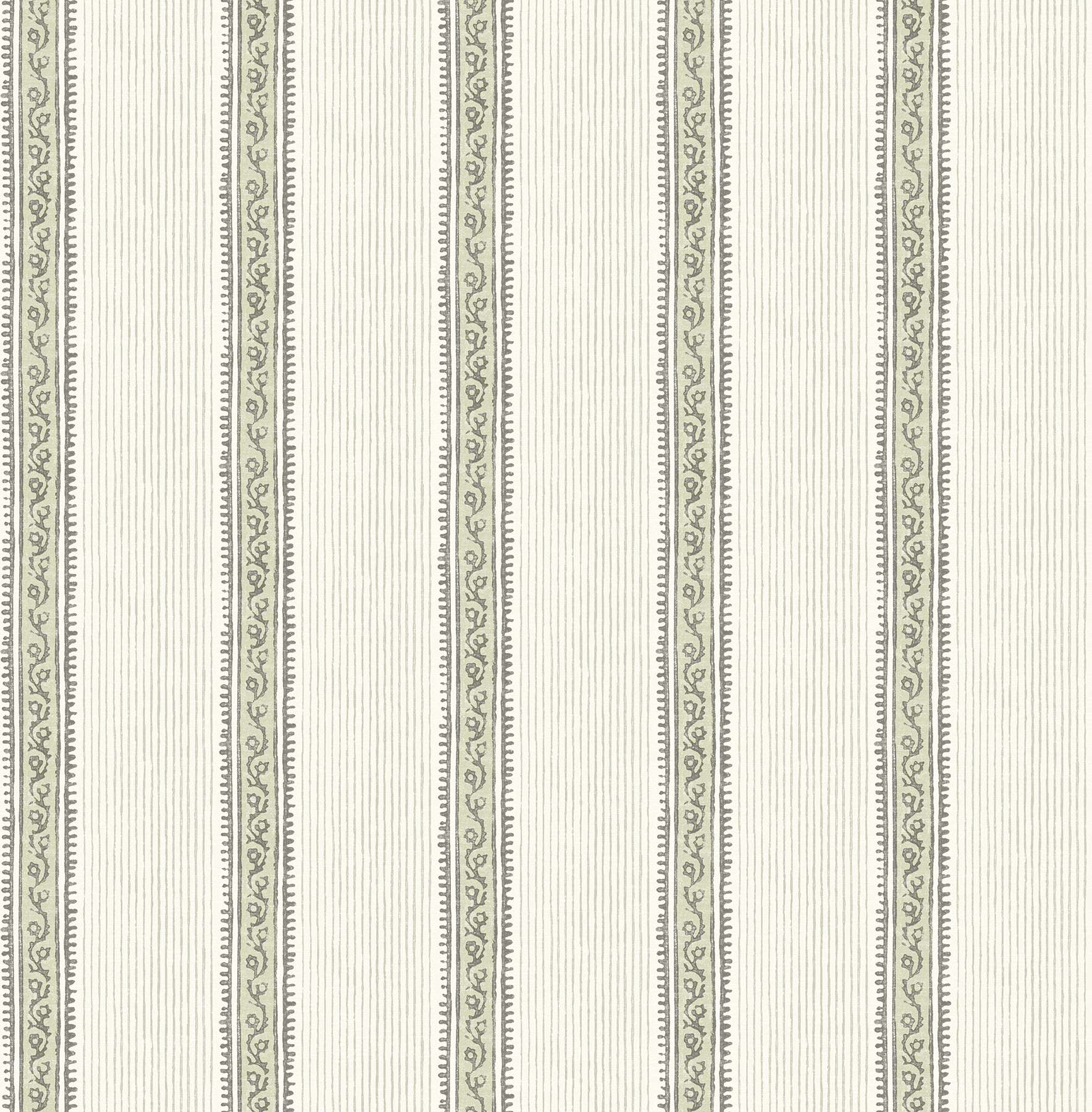 Mandevilla Green Vine Stripe Wallpaper