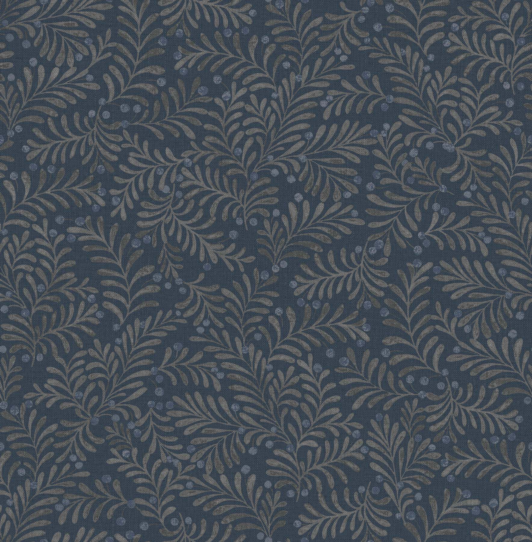 Chrysantha Navy Berry Branches Wallpaper