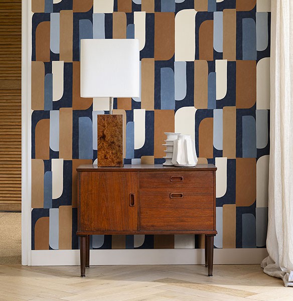 Derain Blue Geometric Wallpaper