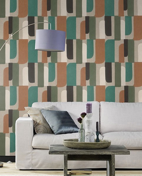 Derain Green Geometric Wallpaper