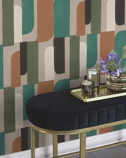 Derain Green Geometric Wallpaper
