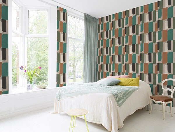 Derain Green Geometric Wallpaper