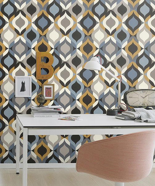 Cicero Multicolor Retro Ogee Wallpaper