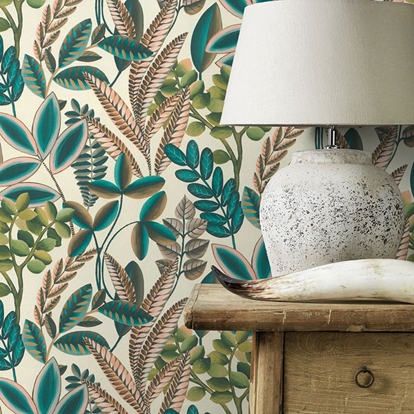 Liani Cream Painterly Botanical Wallpaper