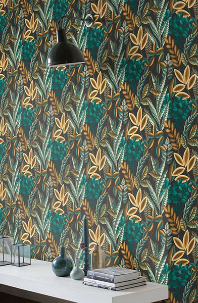 Liani Black Painterly Botanical Wallpaper