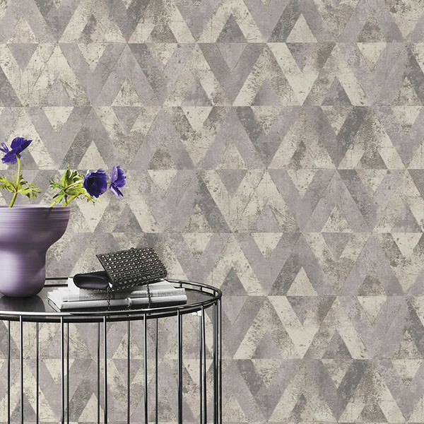Shikhar Silver Geometric Wallpaper