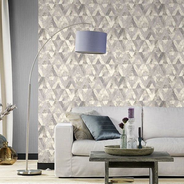 Shikhar Silver Geometric Wallpaper