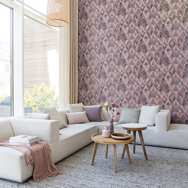 Shikhar Raspberry Geometric Wallpaper