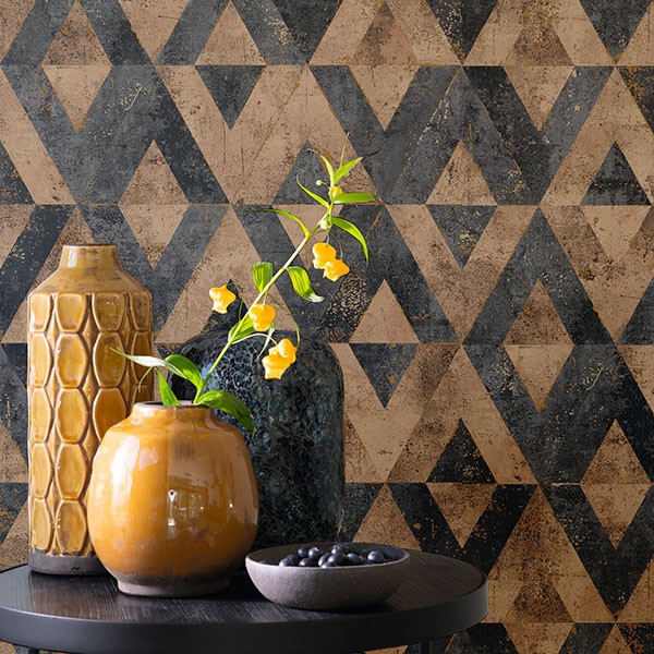 Shikhar Gold Geometric Wallpaper