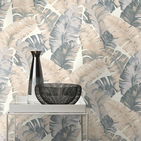 Pisang Neutral Palm Leaf Wallpaper