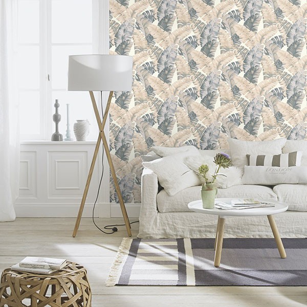 Pisang Neutral Palm Leaf Wallpaper