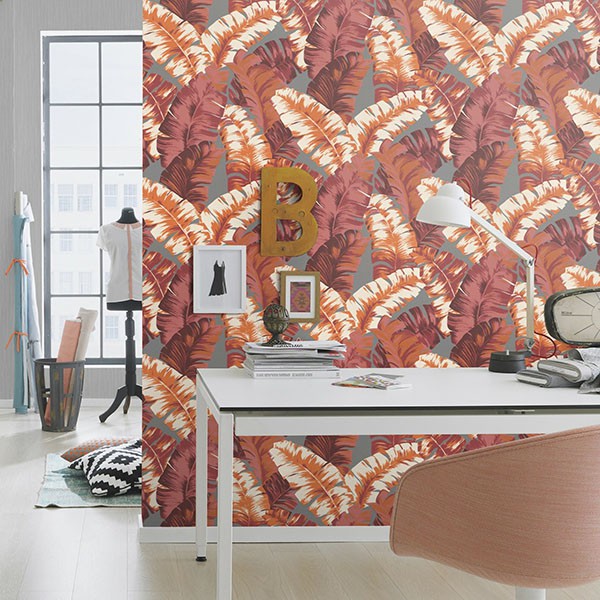 Pisang Orange Palm Leaf Wallpaper