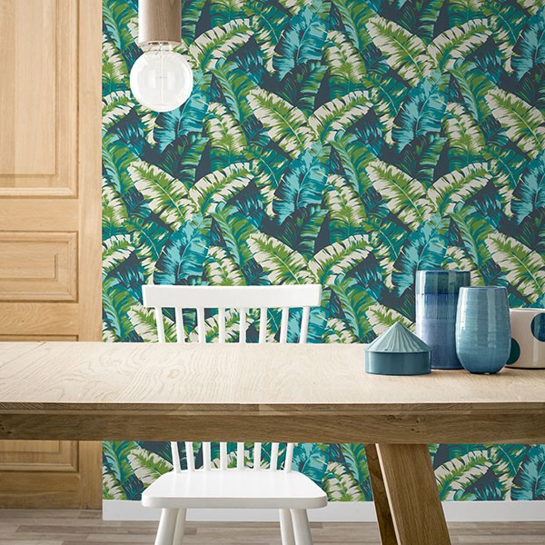 Pisang Navy Palm Leaf Wallpaper