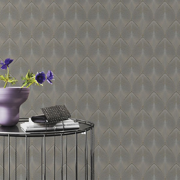 Tirsuli Grey Ogee Wallpaper