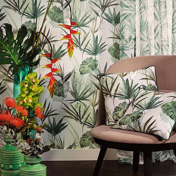 Nameri Dark Green Tropical Frond Wallpaper