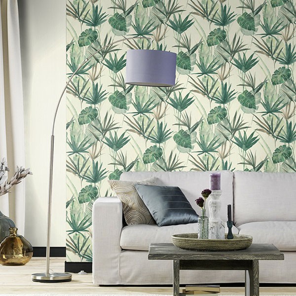 Nameri Dark Green Tropical Frond Wallpaper