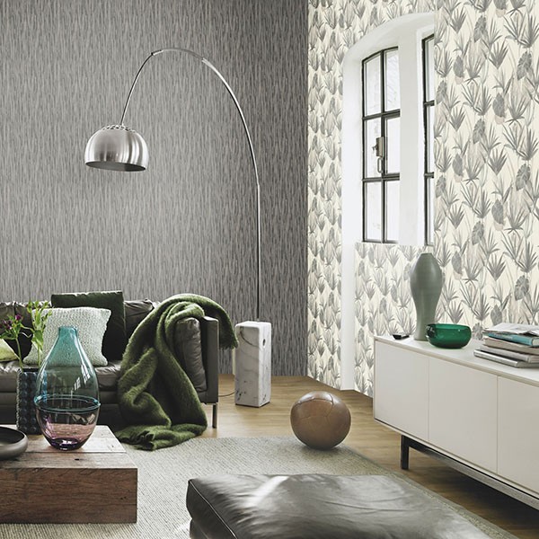 Nameri Grey Tropical Frond Wallpaper