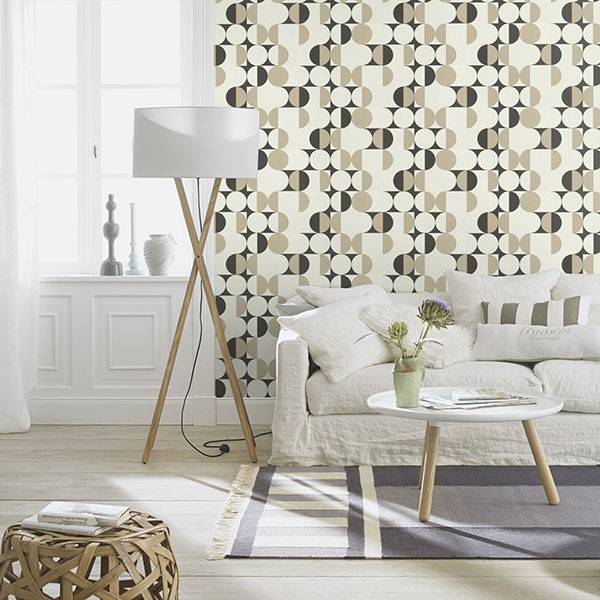 Cakara Cream Geometric Wallpaper