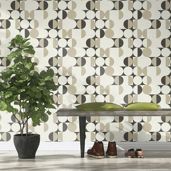 Cakara Cream Geometric Wallpaper