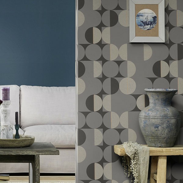 Cakara Grey Geometric Wallpaper