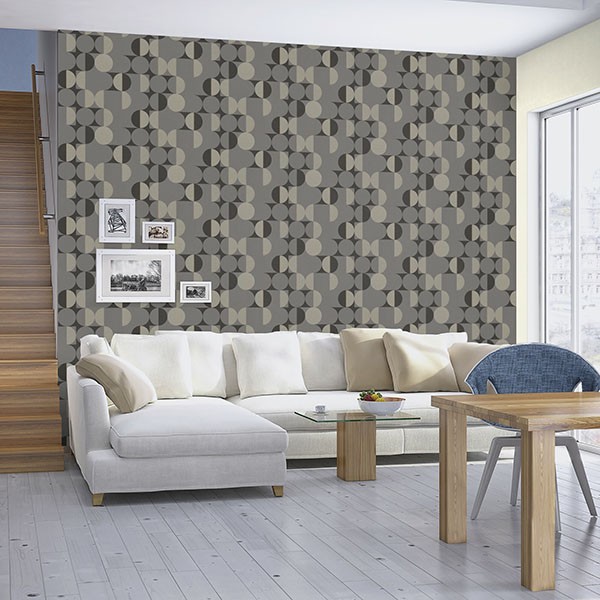 Cakara Grey Geometric Wallpaper