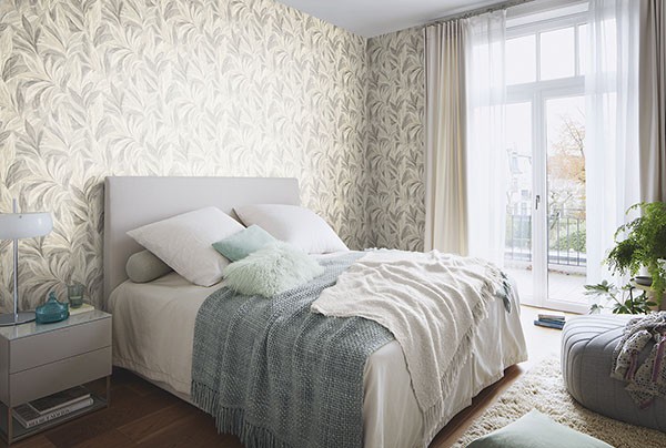 Rennie Grey Leaves Wallpaper