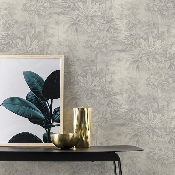 Anamudi Silver Tropical Canopy Wallpaper