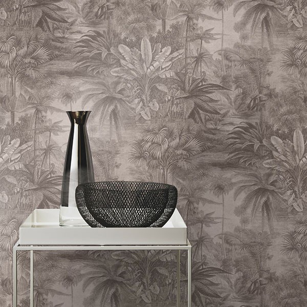 Anamudi Pewter Tropical Canopy Wallpaper