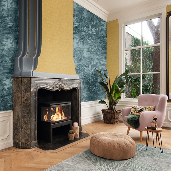 Anamudi Teal Tropical Canopy Wallpaper