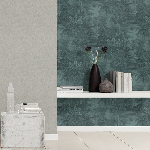 Anamudi Teal Tropical Canopy Wallpaper