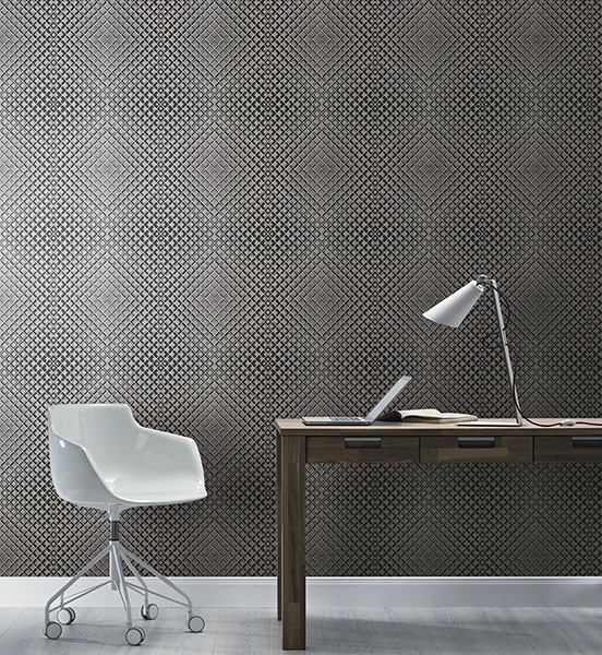Perriand Silver Geometric Wallpaper