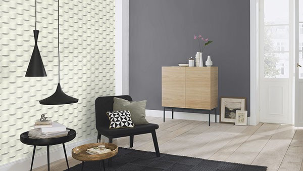 Clarice Grey Geometric Ripple Wallpaper